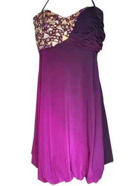 Dave & Johnny Fuchsia Beaded Bust Party Dress